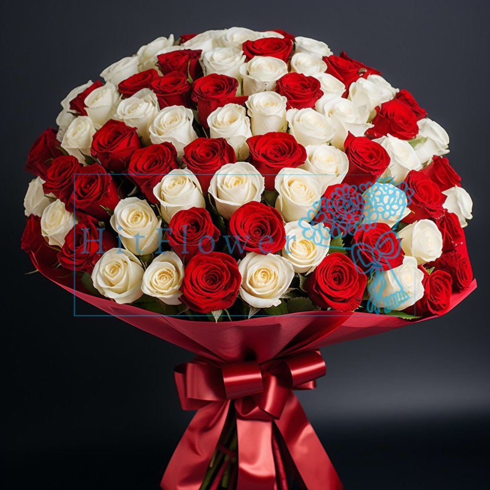 Букет роз 101 оттенок страсти